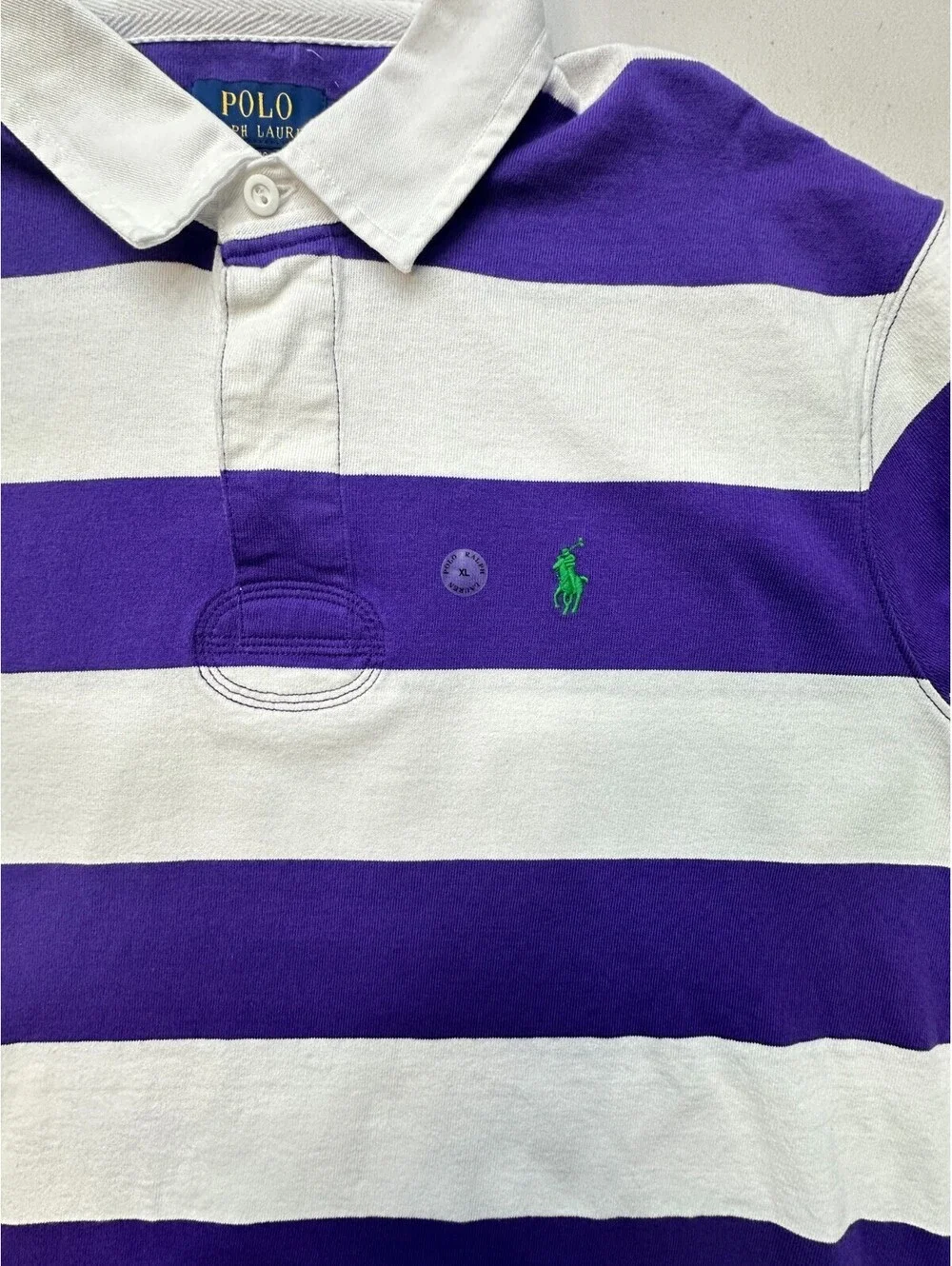Polo Ralph Lauren The Iconic Rugby Shirt Mens XL Purple/White Long Sleeve NWOT
